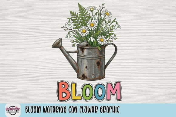Bloom Watering Can Flower Graphic for Your Designs