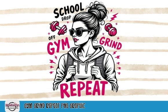 Gym Grind Repeat PNG Graphic: Fuel Your Fitness Brand
