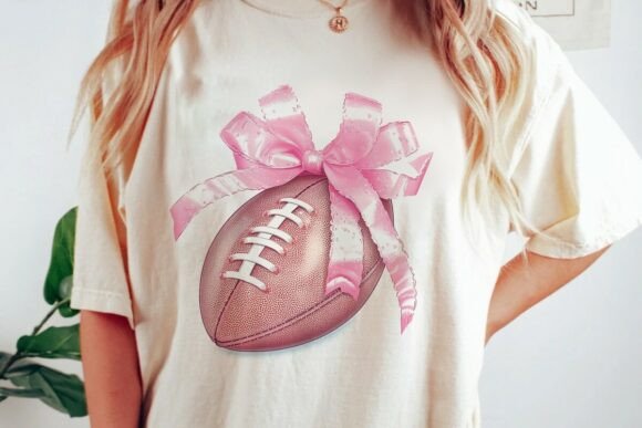 Pink Football Bow Graphic Gift Png: Sporty Charm Meets Elegance