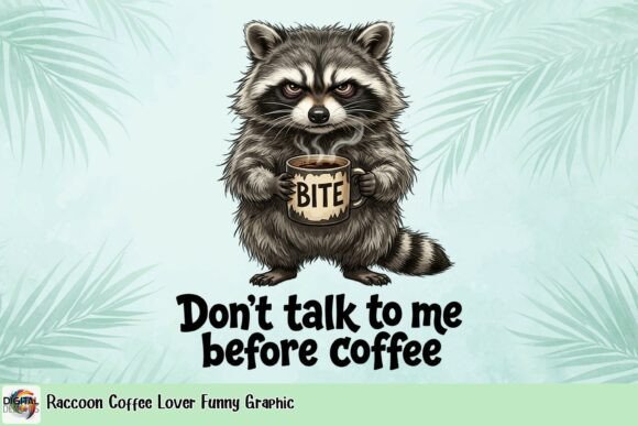 Raccoon Coffee Lover Funny Graphic: A Grumpy Mug for Your Merch