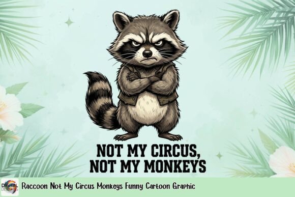 Raccoon Not My Circus Monkeys Funny Cartoon Graphic