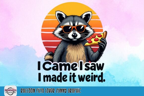 Raccoon Pizza Lover Funny Graphic: A Slice of Whimsy for Your Designs