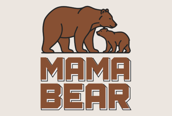 Retro Mama Bear Vector Graphic: A Stylish Emblem of Pride