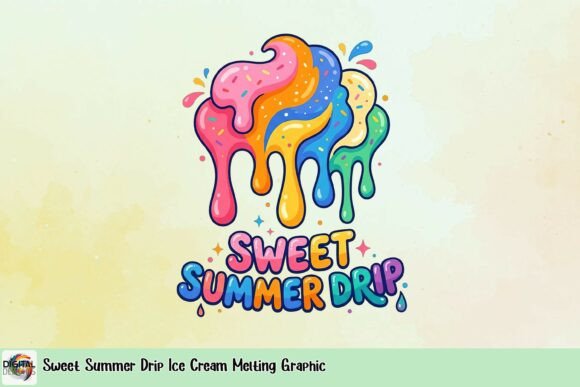 Sweet Summer Drip Ice Cream Melting Graphic: A Burst of Fun
